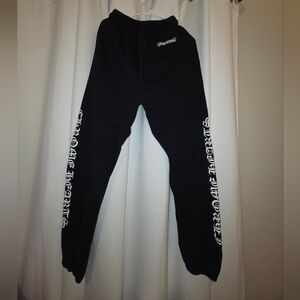 Chrome Hearts Black Track Pants with White Logo